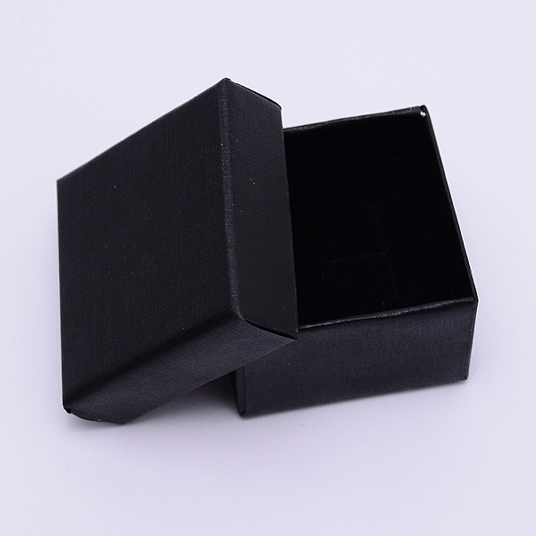 

PandaHall Paper Box, Snap Cover, with Sponge Mat, Ring Box, Square, Black, 5x5x3.1cm Paper Square Black