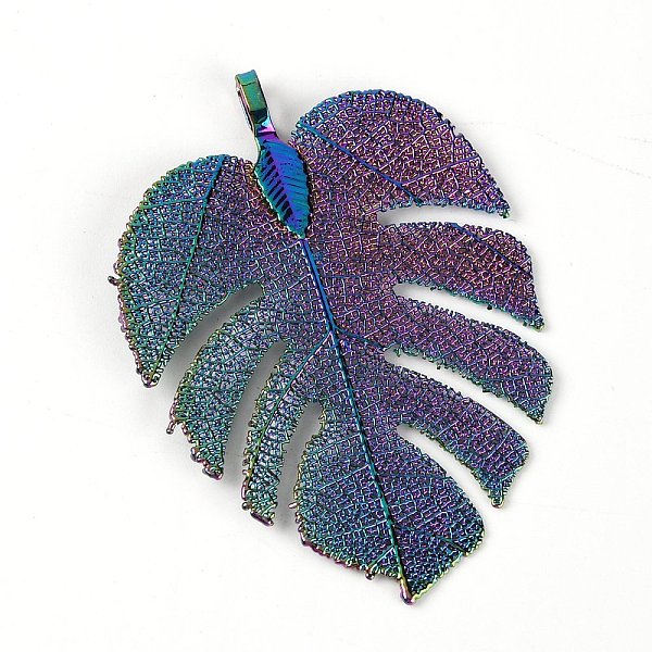 

PandaHall (Clearance Sale)Brass Big Pendants, with Glue-on Flat Pad Bails, Leaf, Colorful, 55.5x41x1.5mm, Hole: 3x5.5mm Brass Leaf..., Multicolor