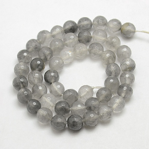 

PandaHall Natural Gemstone Cloudy Quartz Faceted Round Bead Strands, 8mm, Hole: 1mm, about: 48pcs/strand, 15.5 inch Cloudy Quartz Round