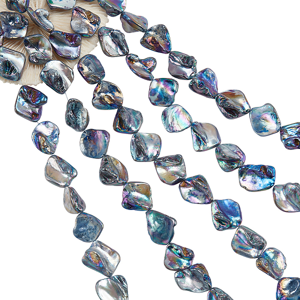 

PandaHall 5 Strands Freshwater Shell Beads Strands, AB Color Plated, Dyed, Tooth, Black, 18~23x17~25x5~12mm, Hole: 1mm, about 19pcs/strand...
