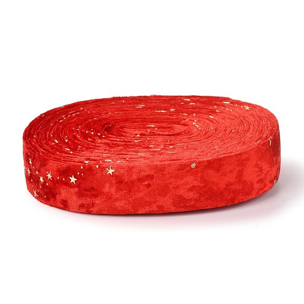 

PandaHall Double Face Polyester Velvet Ribbon, for Gift Packing and Festival Decoration, Star Pattern, Red, 1 inch(25mm) Velvet Red