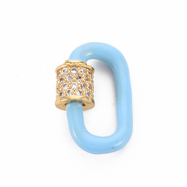 

PandaHall Brass Micro Pave Clear Cubic Zirconia Screw Carabiner Lock Charms, with Enamel, for Necklaces Making, Cadmium Free & Nickel Free &...