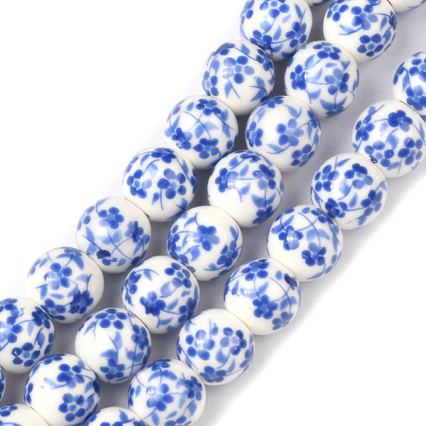 

PandaHall Handmade Flower Printed Porcelain Ceramic Beads Strands, Round, Blue, 8mm, Hole: 2mm, about 42pcs/strand, 13 inch Porcelain Round...