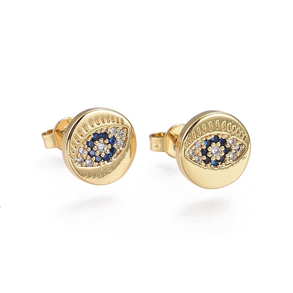 

PandaHall Brass Micro Pave Cubic Zirconia Stud Earrings, Flat Round with Evil Eye, Golden, Colorful, 13.8x9.8x2mm, Pin: 0.7mm Cubic Zirconia...