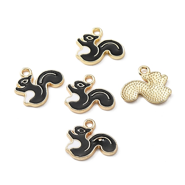 

PandaHall Alloy Enamel Pendants, Squirrel, Light Gold, Black, 15x17x1.2mm, Hole: 2mm Alloy+Enamel Other Animal Black