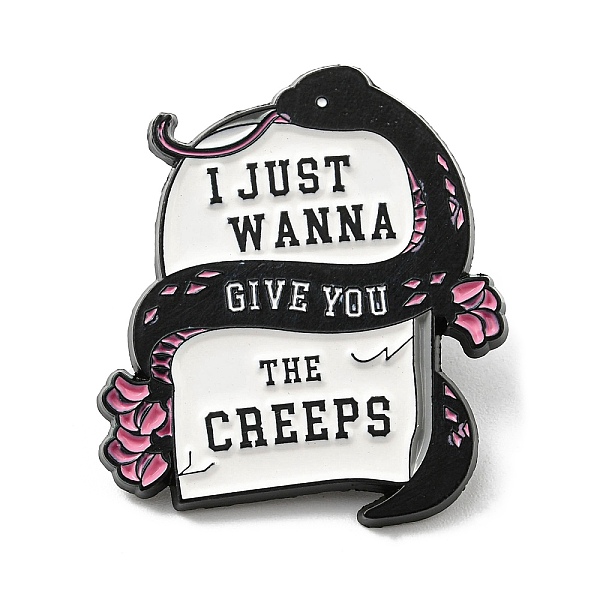 PandaHall Halloween Tombstone Alloy Enamel Pin, Word I Just Wanna Give You The Cheeps Brooch for Backpack Clothes, Snake, 30.5x26.5x1.6mm...