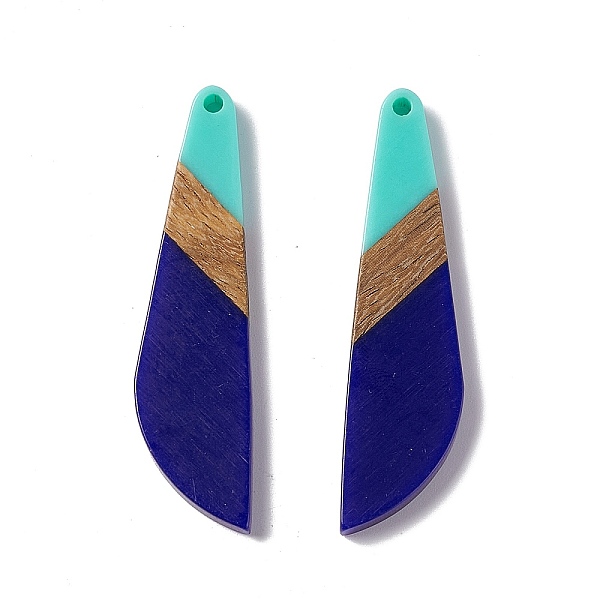 

PandaHall Opaque Resin & Walnut Wood Big Pendants, Knife Charms, Dark Blue, 53x13.5x3.5mm, Hole: 2mm Resin+Wood Tool