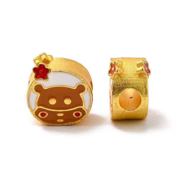 

PandaHall Rack Plating Alloy Enamel European Beads, Large Hole Beads, Cadmium Free & Lead Free, Matte Gold Color, Squirrel, Red...