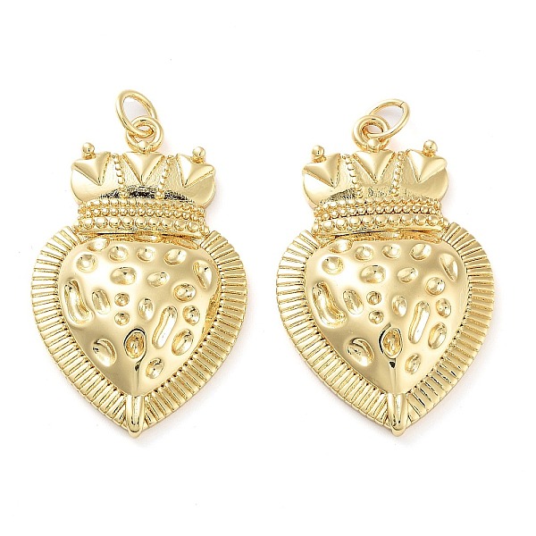 

PandaHall Rack Plating Brass Pendants, with Jump Ring, Long-Lasting Plated, Cadmium Free & Lead Free, Heart with Crown, Real 18K Gold Plated...