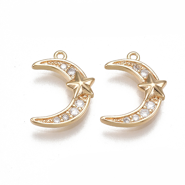 

PandaHall Brass Cubic Zirconia Charms, Nickel Free, Real 18K Gold Plated, Moon, Clear, 13x10x2mm, Hole: 0.9mm Brass+Cubic Zirconia Moon...
