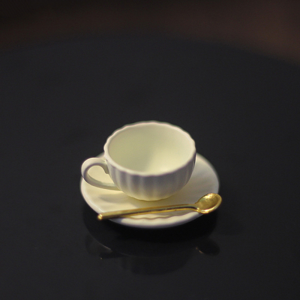 

PandaHall Mini Tea Sets, including Porcelain Teacup & Saucer, Alloy Spoon, Miniature Ornaments, Micro Landscape Garden Dollhouse Accessories..., Gold