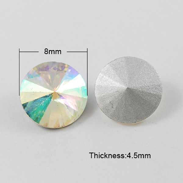 

PandaHall Glass Pointed Back Rhinestone, Rivoli Rhinestone, Back Plated, Cone, Clear AB, 8x4.5mm Glass Rhinestone Cone White
