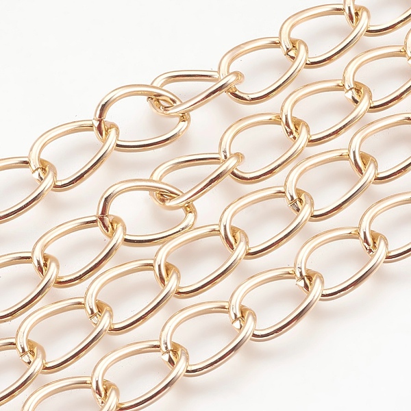 

PandaHall Decorative Chain Aluminium Twisted Chains Curb Chains, Unwelded, Golden, 15x10x2mm Aluminum