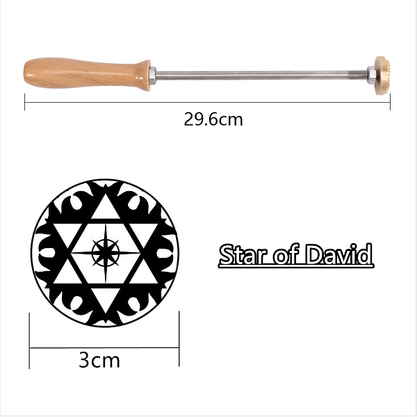 

PandaHall Stamping Embossing Soldering Brass with Stamp, for Cake/Wood, Star of David Pattern, 30mm Brass Star of David
