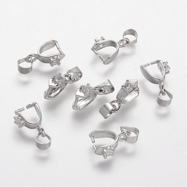 

PandaHall Rack Plating Brass Ice Pick and Pinch Bails, Long-Lasting Plated, Platinum, 12x3mm, Hole: 4x4.5mm, Pin: 1mm Brass