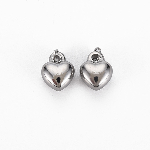 

PandaHall 304 Stainless Steel Charms, with Jump Rings, Cadmium Free & Nickel Free & Lead Free, Heart, Stainless Steel Color, 9x7x4.5mm, Hole...