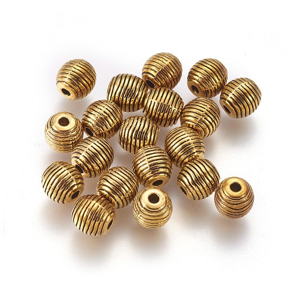 

PandaHall Tibetan Style Alloy Beehive Beads, Grooved Beads, Cadmium Free & Nickel Free & Lead Free, Round, Antique Golden, 6mm Alloy Round