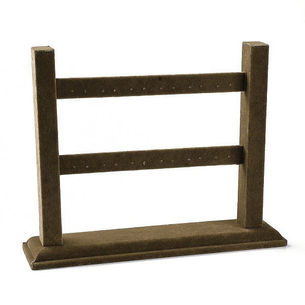 

PandaHall 2-Tier Wood Covered with Velvet Earring Display Stands, Ladder Shaped Jewelry Holder for Earrings Storage, Sandy Brown...