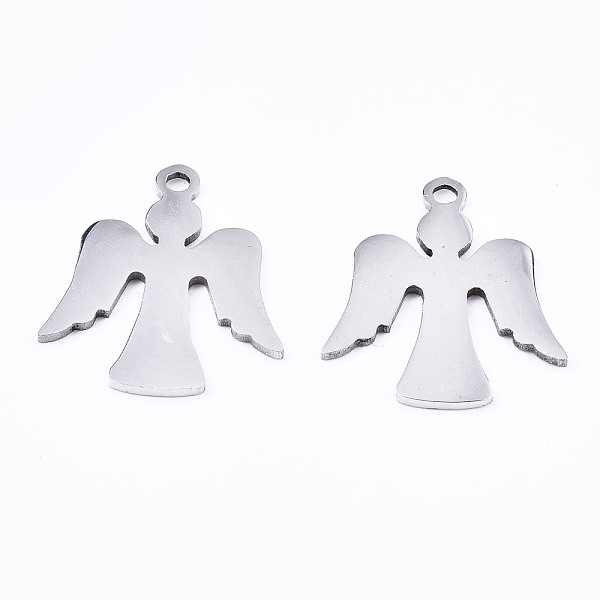 

PandaHall 201 Stainless Steel Charms, Laser Cut, Angel, Stainless Steel Color, 16x15x1mm, Hole: 1.4mm 201 Stainless Steel Angel & Fairy