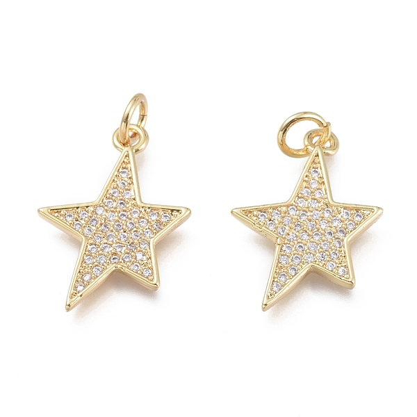 

PandaHall Brass Micro Pave Clear Cubic Zirconia Pendants, with Jump Ring, Star, Real 18K Gold Plated, 20.5x13.5x2mm, Hole: 3mm, Jump Ring...