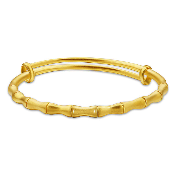 

PandaHall SHEGRACE Adjustable Brass Bangles, Real 24K Gold Plated, Bamboo Joint, 2-1/4 inch(5.86cm) Brass