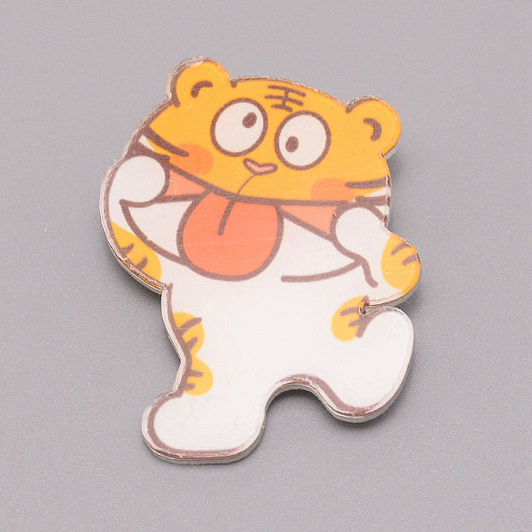 

PandaHall Tiger Grimacing Chinese Zodiac Acrylic Brooch, Lapel Pin for Chinese Tiger New Year Gift, White, Orange, 41.5x31x7mm Acrylic 12...