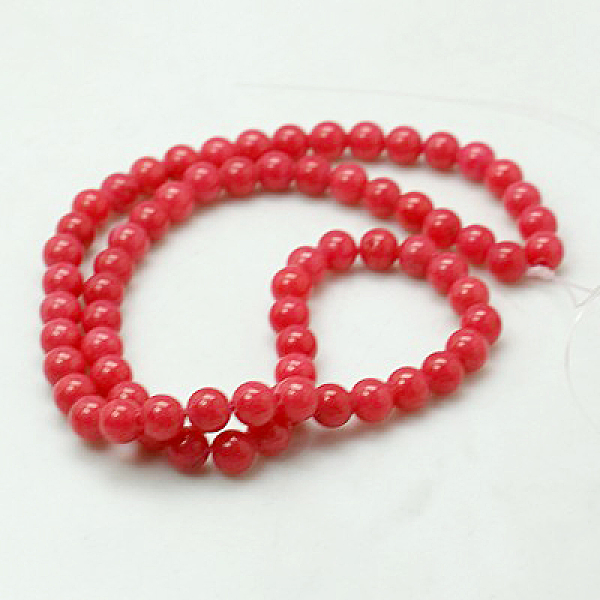 

PandaHall Natural Mashan Jade Round Beads Strands, Dyed, Crimson, 4mm, Hole: 1mm, about 98pcs/strand, 15.7 inch Mashan Jade Round Pink