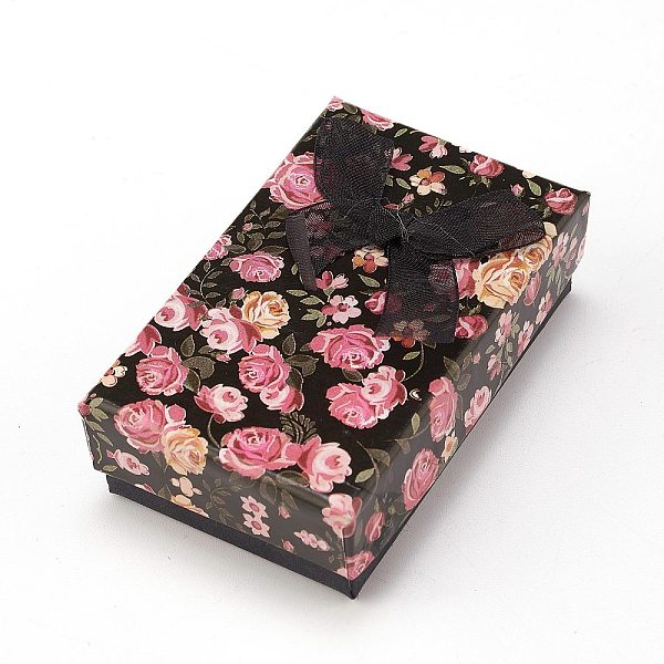 Boîte d'emballage de bijoux en carton à motif de fleurs