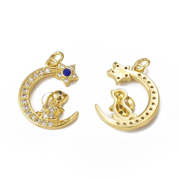 

PandaHall Brass Micro Pave Cubic Zirconia Pendants, with Jump Ring, Moon with Rabbit Charm, Golden, 20x15.5x3mm, Hole: 3mm Brass+Cubic..., Clear