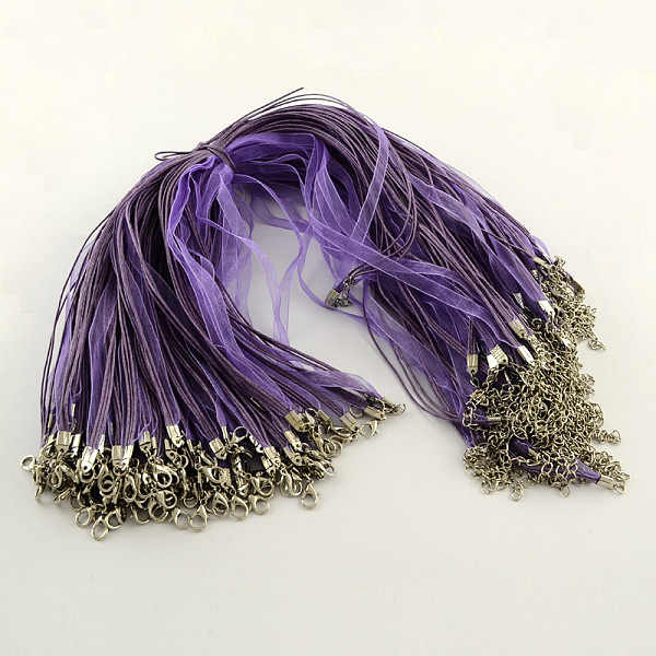 

PandaHall Multi-strand Necklace Cord for Jewelry Making, with 3 Loops Waxed Cord, Organza Ribbon, Zinc Alloy Lobster Claw Clasps and Iron...