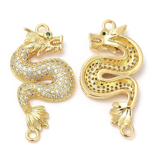 

PandaHall Brass Micro Pave Clear Cubic Zirconia Connector Charms, Lead Free & Cadmium Free, Dragon, Real 18K Gold Plated, 33x17x3.5mm, Hole...