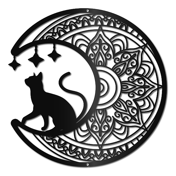 

PandaHall CREATCABIN Black Cat Moon Wall Art Mandala Metal Decor Wall Sculptures Gothic Decorative Hanging Pediments Ornament for Home...