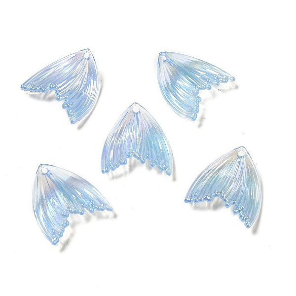 

PandaHall UV Plating Rainbow Iridescent Transparent Acrylic Pendants, Fishtail Charm, Light Sky Blue, 27x25.7x5mm, Hole: 1.6mm Acrylic Fish