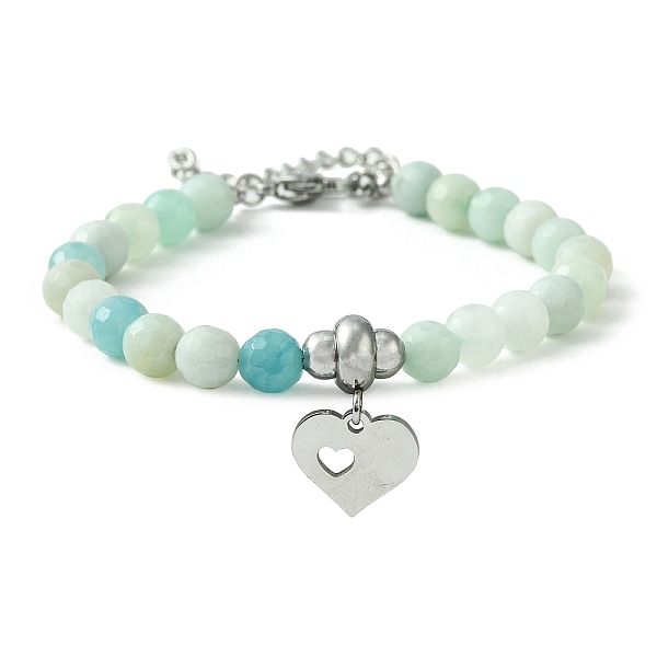 

PandaHall Natural Flower Amazonite Beaded Bracelets, Heart 304 Stainless Steel Charms Bracelets for Women, 6-7/8 inch(17.5cm) Flower...