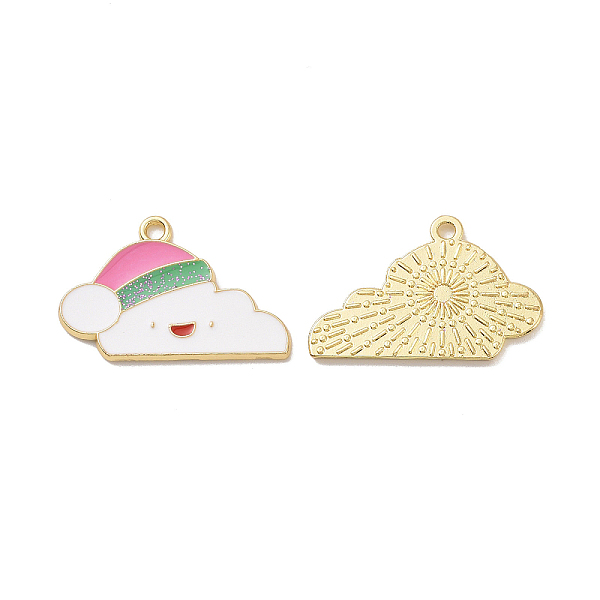 

PandaHall Christmas Theme Rack Plating Alloy Enamel Pendants, with Glitter Powder, Light Gold Tone Cloud Charms, White, 18x27.5x1.5mm, Hole...