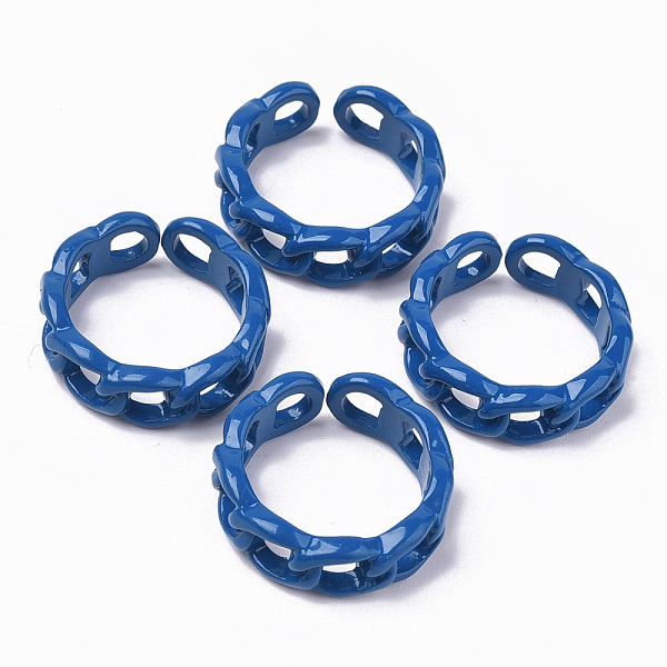 

PandaHall Spray Painted Alloy Cuff Rings, Open Rings, Cadmium Free & Lead Free, Curb Chain Shape, Dark Blue, US Size 7 1/4(17.5mm) Alloy