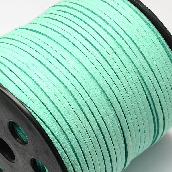 

PandaHall Faux Suede Cord, Faux Suede Lace, Aquamarine, 5x1.4mm, about 49.21 yards(45m)/roll Faux Suede Green