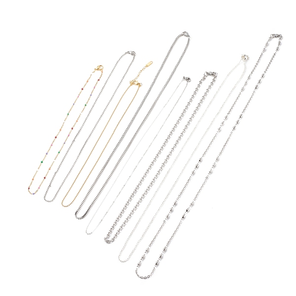 

PandaHall Stainless Steel Chains Necklace for Women, Mixed Color, 15.94~30.71 inch(40.5~78cm) Stainless Steel