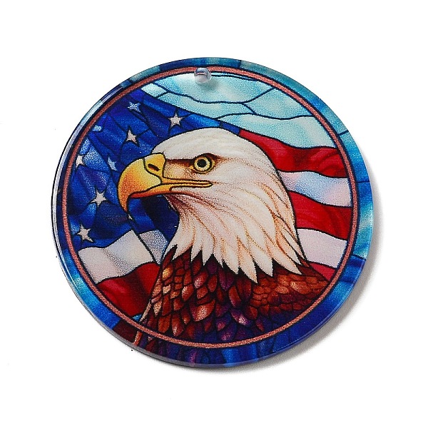 

PandaHall Opaque Acrylic Pendants, Flat Round with Eagle, Light Blue, 37.5~38x2mm, Hole: 1.6mm Acrylic Flat Round
