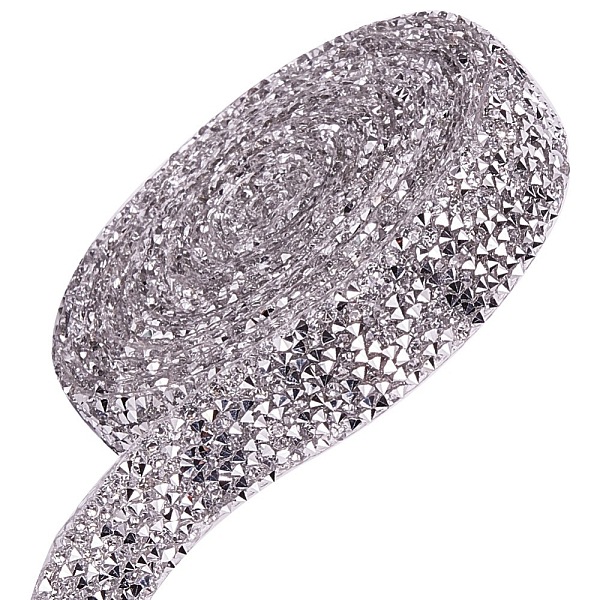 PandaHall Glitter Resin Hotfix Rhinestone(Hot Melt Adhesive On The Back), Rhinestone Trimming, Costume Accessories, Clear, 20x2.5mm...