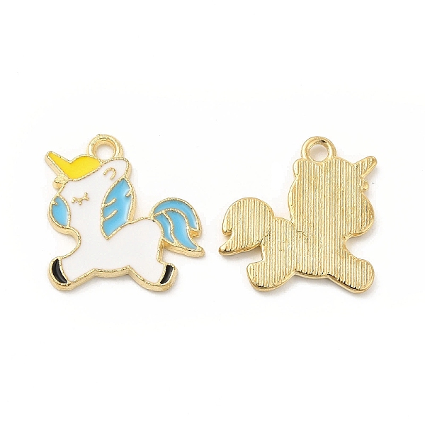 

PandaHall Alloy Enamel Pendants, Unicorn Charm, Golden, Deep Sky Blue, 18x17.3x1.5mm, Hole: 2mm Alloy+Enamel Unicorn