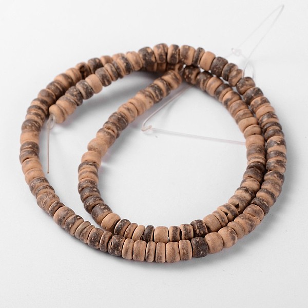 

PandaHall Natural Coconut Rondelle Bead Strands, 5.5x1.5~5mm, Hole: 1mm, about 124pcs/strand, 15.7 inch Coconut Rondelle