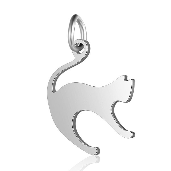 

PandaHall 201 Stainless Steel Kitten Pendants, Cat with Arched Back Shape, Stainless Steel Color, 17.5x14.5x1mm, Hole: 3mm 201 Stainless...