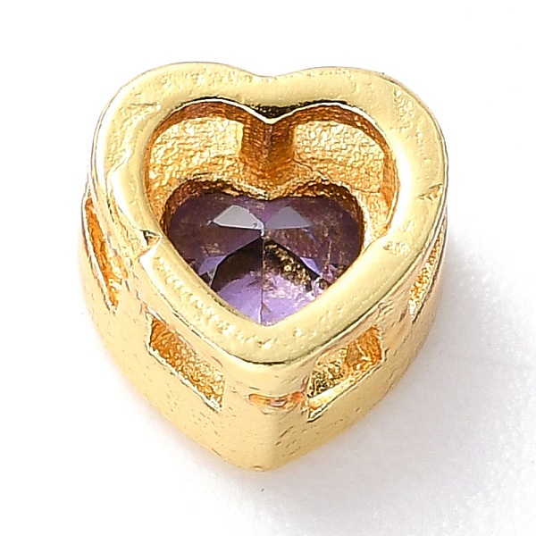 

PandaHall Brass inlaid Cubic Zirconia Slide Charms, Real 18K Gold Plated, Heart, Indigo, 6.5x6.5x4mm, Hole: 0.8x2mm Brass+Cubic Zirconia..., Purple