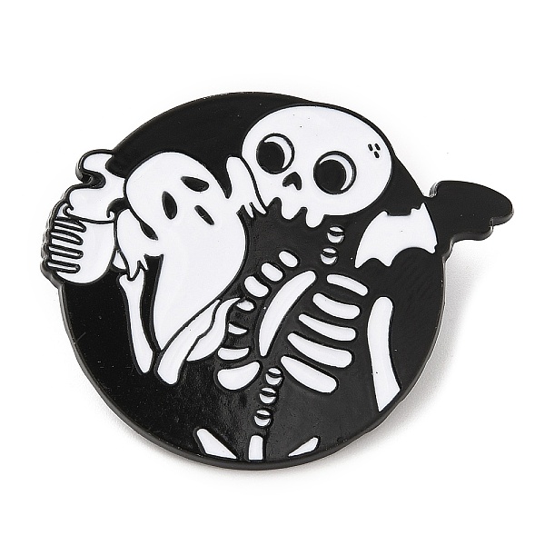 

PandaHall Halloween Theme Alloy Enamel Brooch, Pin for Backpack Clothes, Skull, Ghost, 30.5x37x1.5mm Alloy+Enamel Ghost