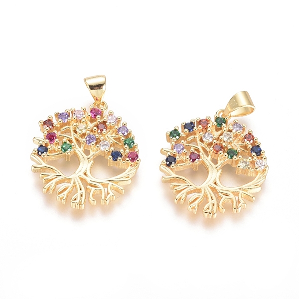 

PandaHall Brass Micro Pave Cubic Zirconia Pendants, Long-Lasting Plated, Tree of Life, Colorful, Golden, 23x20x3mm, Hole: 5x3mm Brass+Cubic...