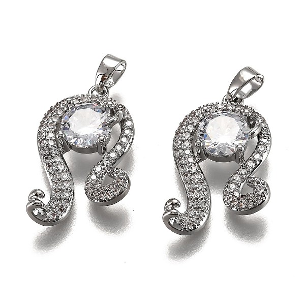 

PandaHall Brass Clear Cubic Zirconia Constellation Charms, Long-Lasting Plated, with Jump Ring, Real Platinum Plated, Leo, 17x24x4mm, Hole...