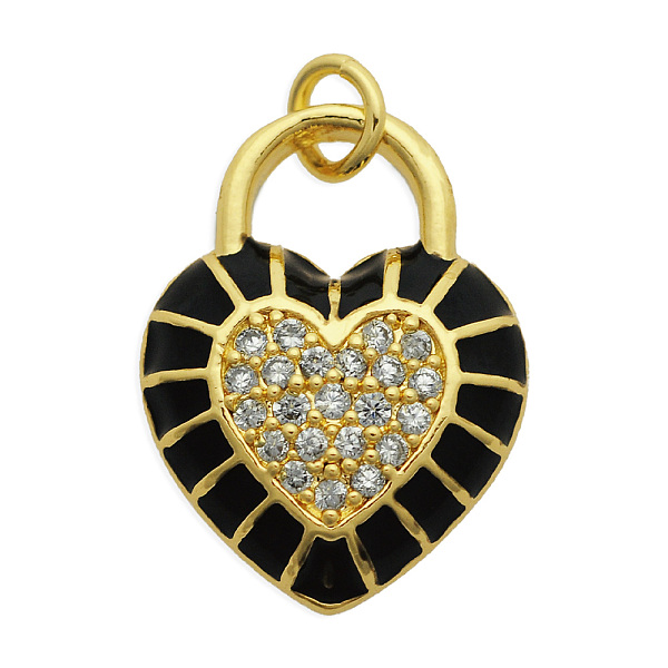 

PandaHall Brass Micro Pave Clear Cubic Zirconia Pendants, with Enamel and Jump Rings, Light Gold, Cadmium Free & Nickel Free & Lead Free..., Black