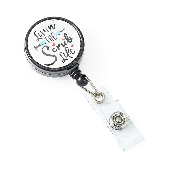 

PandaHall ABS Plastic Retractable Badge Reel, Card Holders, with Platinum Snap Buttons, ID Badge Holder Retractable for Nurses, Flat Round...