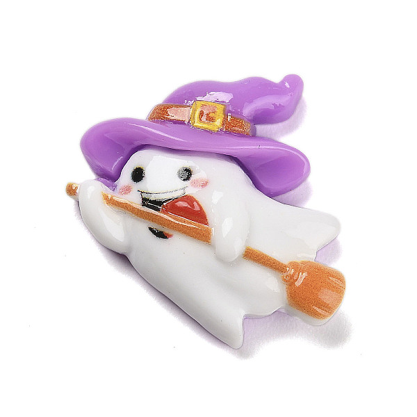 

PandaHall Hallowmas Opaque Resin Decoden Cabochons, Ghost with Witch Hat, White, 26x28x8.5mm Resin Ghost White